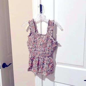 Floral sleeveless smocked top